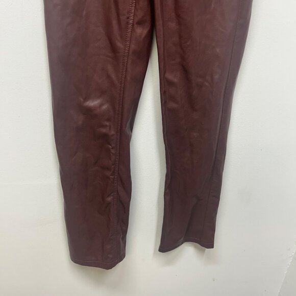 Abercrombie & Fitch 90s Straight Ultra High Rise Faux Leather Pants Brown Size 2 - Picture 3 of 8